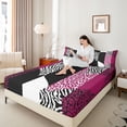 thumbnail image 4 of jejeloiu Zebra Stripe Full Size Sheets,Pink White Black Bed Sheets For Adults 4pcs, 4 of 7