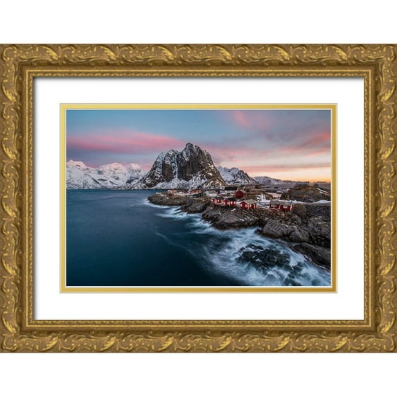 Zhu, David 14x11 Gold Ornate Wood Framed with Double Matting Museum Art Print Titled - A Colorful Rainy Morning