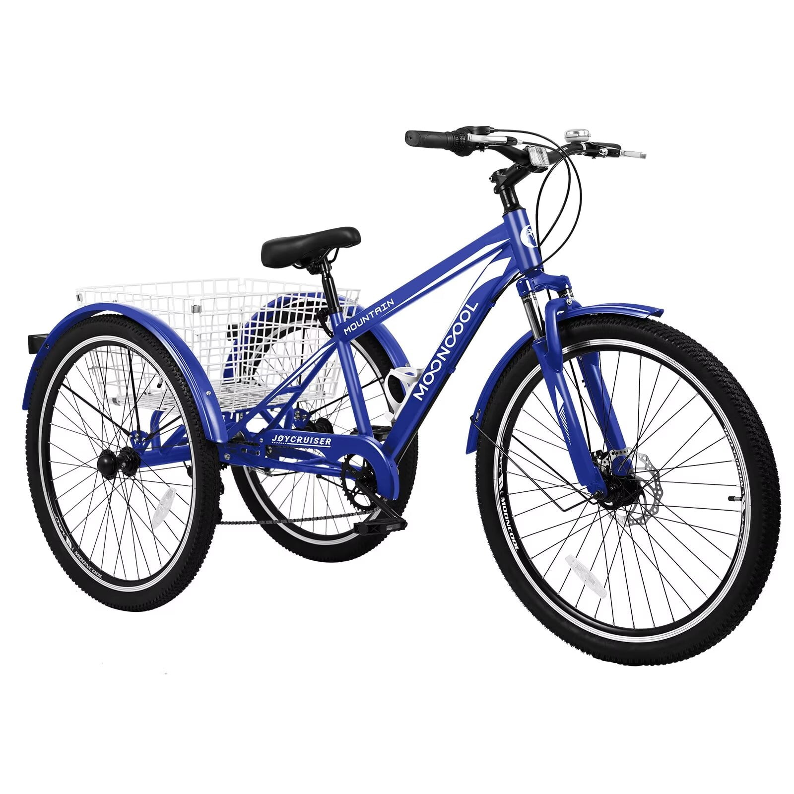 MOPHOTO 26" Mountain Tricycle, 7 Speed Adult Trikes Shopping Bicycle with Rear Basket, Adult Tricycle for Men Exercise, Durable and Safe