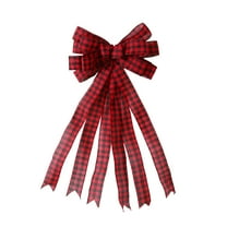 Luoshdecor Large Black Red Plaid Christmas Bows,Checked Christmas Tree Topper Bow for Holiday Wreaths, Xmas Velvet Decoration, Party 25.6 in