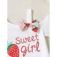 thumbnail image 6 of CARETOO Toddler Girl Summer Short-Sleeve One Shoulder Casual Tops Shorts 95% Cotton 3PCS Set 1-5T, 6 of 13