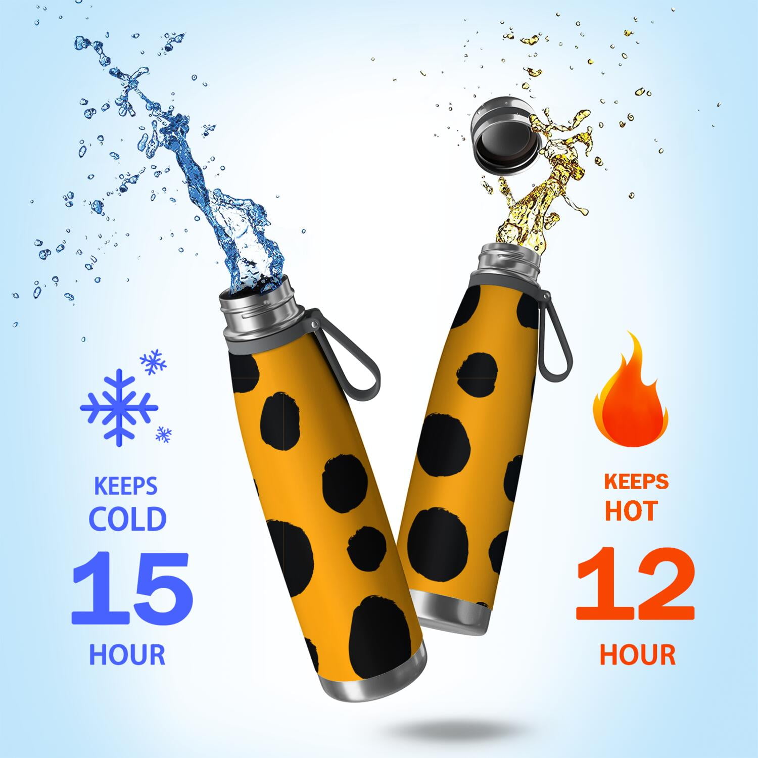 29oz Insulated Water Bottle with Tea Infuser, Stainless Steel Travel Mug, Animal Leopard Print