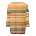 thumbnail image 5 of Dazajoo 3/4 Length Sleeve Striped Womens Tops Colorful Rainbow Striped Cute Shirts 2024 Summer Dressy Casual Crew Neck Tunics Blouses for Women,Red,S, 5 of 5