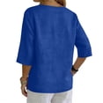 thumbnail image 6 of Linen Tops for Women Summer Work Shirts Trendy Button Down V Neck Boho Clothes Spring Tops for Women 2026 Navy 2XL, 6 of 6