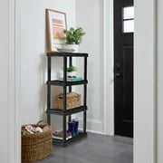 Hyper Tough 4-Shelf Plastic Storage Shelf, Black, 22 in W x 14 in D x 47 in H