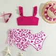 thumbnail image 2 of Fesfesfes 6-13Years Girls 3 Piece Swimsuits with Skirts Tropical Gradient Print Swim Bathing Suits Teen Girls'Beach Swimwear Strap Bikini Set(Pink#2,10-11 Years), 2 of 7