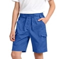 thumbnail image 6 of Zwiiyzr Kids Boys Half Cargo Shorts Solid Color Loose Kids Casual Shorts Active Summer Clothes with Pockets Blue, 6 of 8