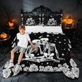 thumbnail image 2 of Homewish Halloween Couple Skeleton Full Size Comforter Sets, Gothic Rose Flower Bedding Comforter Set, Black White, Black Reversible, 3 Pieces 1 Comforter and 2 Pillowcases, 2 of 6