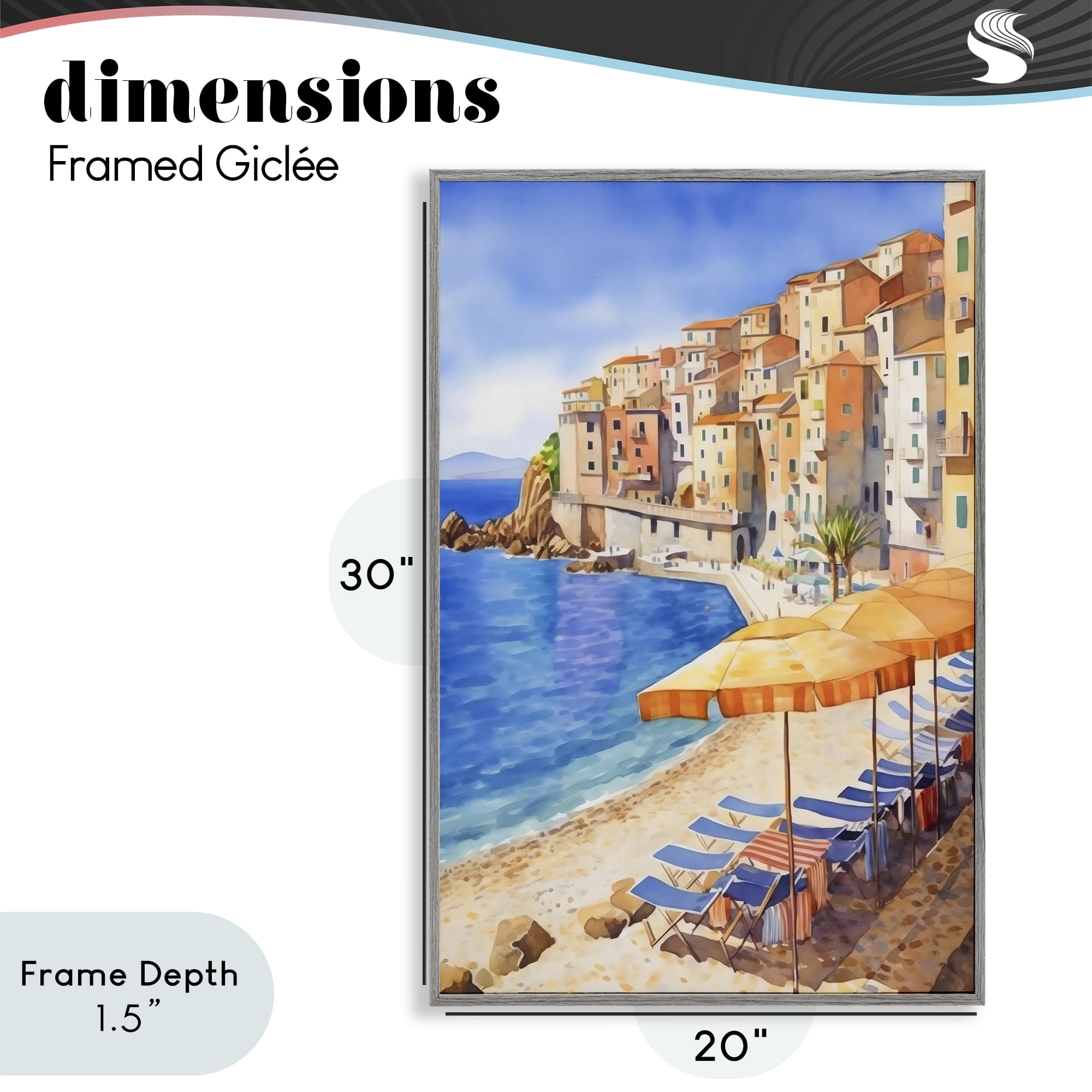 Stupell Industries Beach Lounging on Mediterranean Shore Gray Framed Giclee Art, design by Creative Studio