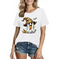 thumbnail image 3 of lcziwo Womens Fall Shirt Crew Neck Funny Ghost Graphic Tees Halloween Short Sleeve Going Out Tops, White, XL, 3 of 6