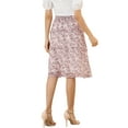 thumbnail image 3 of INSPIRE CHIC Women's Floral Skirts Summer Chiffon Smocked Elastic Waist A-Line Below Knee Length Ruffle Tiered Skirt XS Pink, 3 of 8