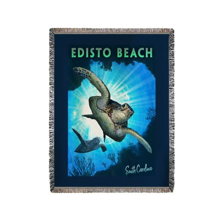 Edisto Beach, South Carolina - Sea Turtles Diving - Lantern Press Artwork (60x80 Woven Chenille Yarn