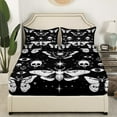 thumbnail image 5 of Death Moth Sheet Set Full Size, Halloween Skull Bed Sheets Gothic Spooky Sheets Starry Sky Exotic Fitted Sheet Teens Adult Women Room Decor, Black White, 5 of 6