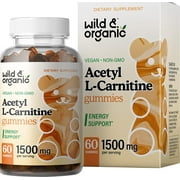 Wild & Organic Acetyl L Carnitine Gummies - Boost Energy & Metabolism,Brain Support 60 Chews