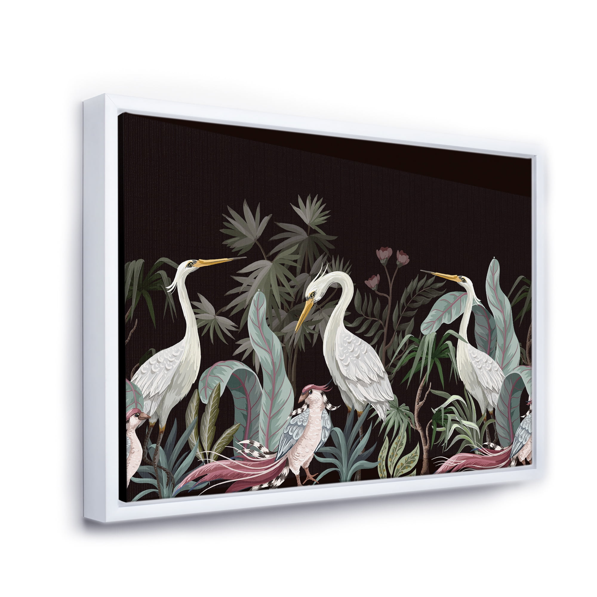 Designart 'Chinoiserie With Peonies and Birds III' Traditional Framed Canvas Wall Art Print