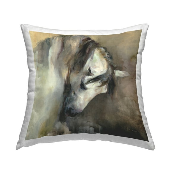 Stupell Industries Classical White Horse Decorative Printed Throw Pillow Design by Marilyn Hageman.