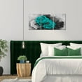 thumbnail image 4 of Hieng Teal and Grey Canvas Wall Art Rose Flower Painting Picture Turquoise Floral Prints Teal Bedroom Bathroom Decor, 4 of 6
