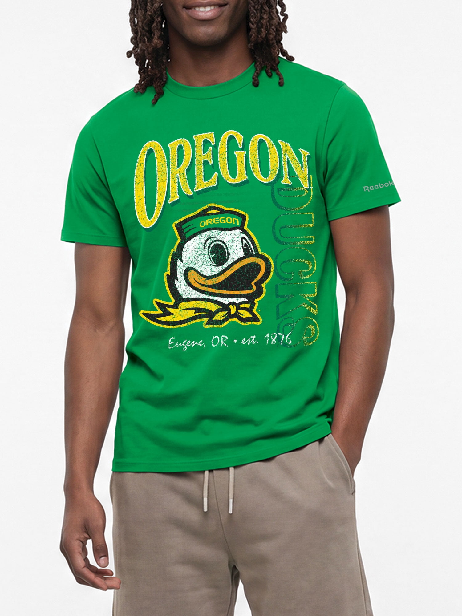 Oregon Ducks Reebok Mens Crew Neck Short Sleeve T-Shirt