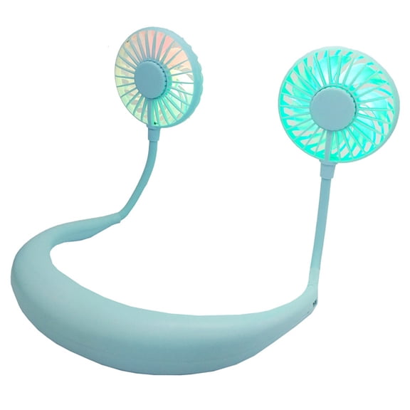 Portable Fan Neck Fan with Removable Neck Hanging Design 2000mAh USB Rechargeable LED Light Neckband Fan