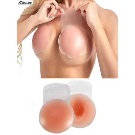 Spencer Womens Backless Invisible Bra Strapless Reusable Self-Adhesive Bra Sticky Breast Lift Tape Nipplecovers 