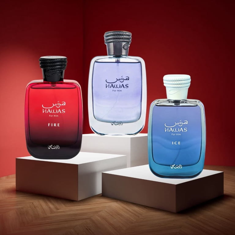 Hawas, Hawas Ice & Hawas Fire Eau de Parfum Sprays 100ml (3.4 oz