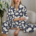 thumbnail image 6 of Honeii Daisies Flowers print Women's Pajama Sets Long Sleeve Button Down Sleepwear Nightwear Soft Pjs Lounge Sets-Small, 6 of 7