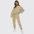 thumbnail image 5 of 2 Pcs/Set Women Top Pants Set Round Neck Long Sleeve Elastic Cuff Sweatshirt Pure Color Stretchy High Waist Ankle-banded Trousers Sport Fitness Tracksuit, 5 of 7