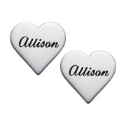Personalized Women's Sterling Silver or Gold over Silver Heart Stud Earrings