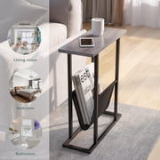 Narrow Side Table with Storage - Rustic Accent Table for Small Spaces