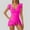 Hot Pink, variant on Summer Elegant Solid Color One Piece Swimdress for Women V Neck Ruffle Sleeveless Ruched Backless Bathing Suit Stylish Swimwear