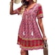 thumbnail image 4 of VISgogo Vestido bohemio para mujer, estampado de flores, manga corta, cuello en V, ajuste holgado, vestido de vacaciones, S/M/L/XL VISgogo  moda, 4 of 7