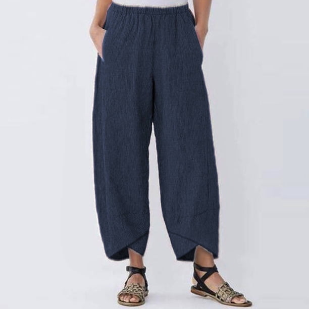 WILLBEST Pantalones Casuales de Verano: Pantalones Cómodos de Talla Grande para Mujer con Un Ajuste Relajado y Elegante. Extra Chica