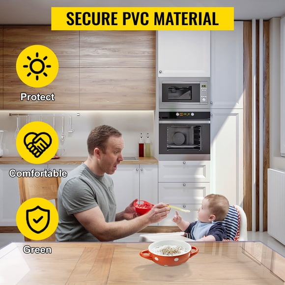 Tapete de mesa cuadrado VEVOR PVC transparente 1,5 mm 40 x 80 pulgadas