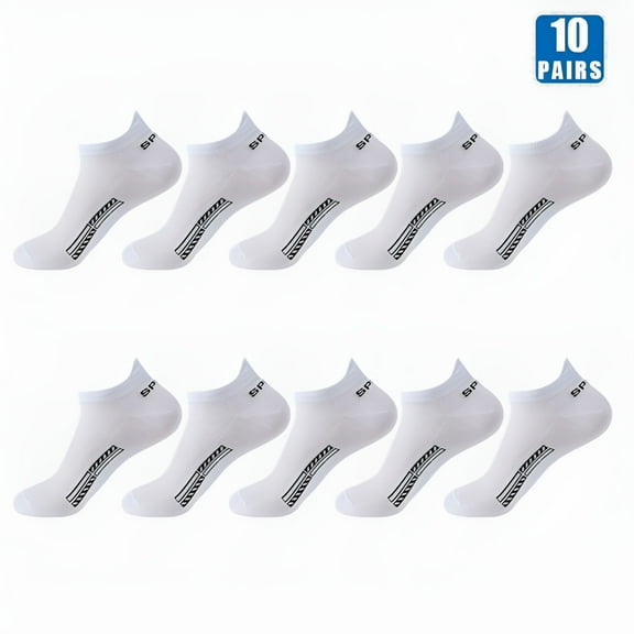 TELOLY 10 Pairs Cotton Men'S Short Socks Crew Ankle High Quality Breathable Mesh Sports Casual Women Summer Low-Cut Thin Sock for Male Eur 42-46(Us 10-13)
