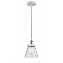 916-1P-WPC-G64-Innovations Lighting-Cone - 1 Light Cord Hung Mini Pendant In Industrial Style-9 Inches Tall and 6 Inches Wide-White/Polished Chrome