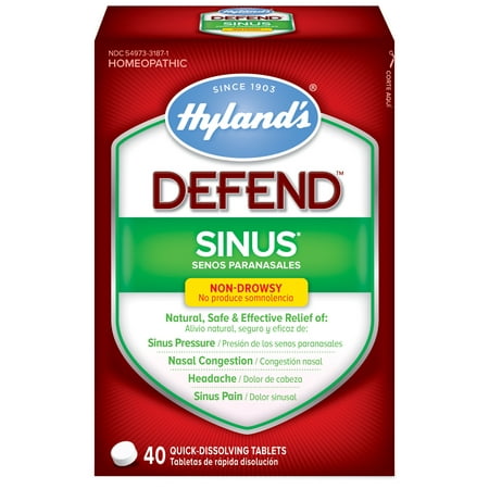 Hyland's DEFEND Sinus, Natural Relief of Sinus Pain and Pressure, Headache and Nasal Congestion Due to Common Cold, 40