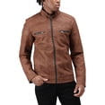 thumbnail image 6 of X RAY Jeans Men's PU Leather Jacket with Hood And Faux Shearling Lining, Tan, 2XL, 6 of 9