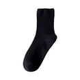 thumbnail image 3 of Womens Cute Crew Socks Casual Athletic Aesthetic Socks Neutral Cotton Socks for Long Flights Office Meetings Ribbed Texture with Earth Tone Palette and Mid-Calf Height Black, 3 of 4