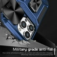 thumbnail image 3 of for iPhone 15 Pro Armor Case Stand, [Built in Kickstand & Slide Camera Cover] Military Grade Drop Protection Shockproof Hard PC Heavy Duty Bumper Phone Case For iPhone 15 Pro, Navyblue, 3 of 10
