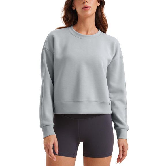 Buzo CRZ YOGA SoftAura Cuello Redondo Gris Rinoceronte Talle Large