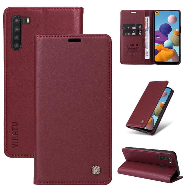 Funda para Samsung Galaxy A21 Estuche de Cuero PU Tipo Cartera con Ranuras para Tarjetas y Cierre Magnético