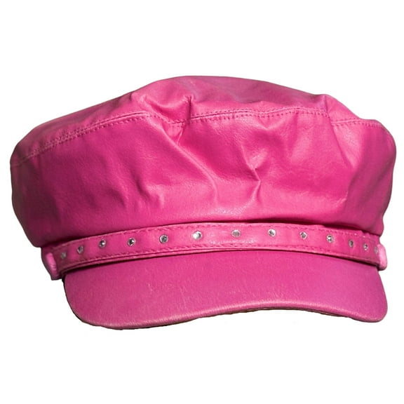 PU Leather Liner Diamond Fiddler Cap Newsboy Cabbie Baker Boy for Women Pageboy Visor Elastic Back