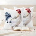 thumbnail image 3 of White Blue Rooster Pillow Covers 2 Pack Country Vintage Pastoral Animals Chicken Farmhouse Pillowcase Waterproof Outdoor Throw Pillow Cover for Patio Garden Square Cushion 20”x20”, 3 of 9