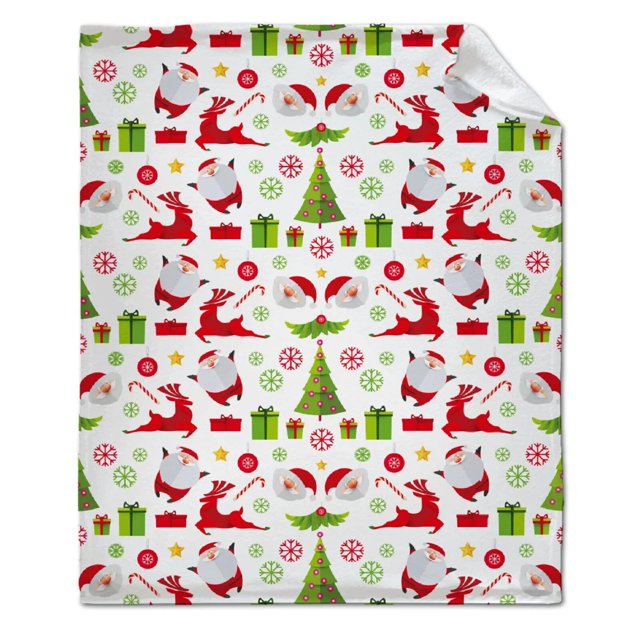 Christmas Reindeer Snowflakes Blanket Fleece Plush Throw Blankets Soft Cozy Warm Bedspread Shawl Bed Sofa Flannel Print Blanket