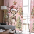 thumbnail image 4 of Pink Christmas Elk Sheer Curtains 96 Inches Long 2 Panels Set, Window Sheer Curtains for Living Room/Bedroom, Deer Xmas Tree Botanical Balls Light Filtering Rod Pocket Curtain 52'' x 96'' x 2, 4 of 7