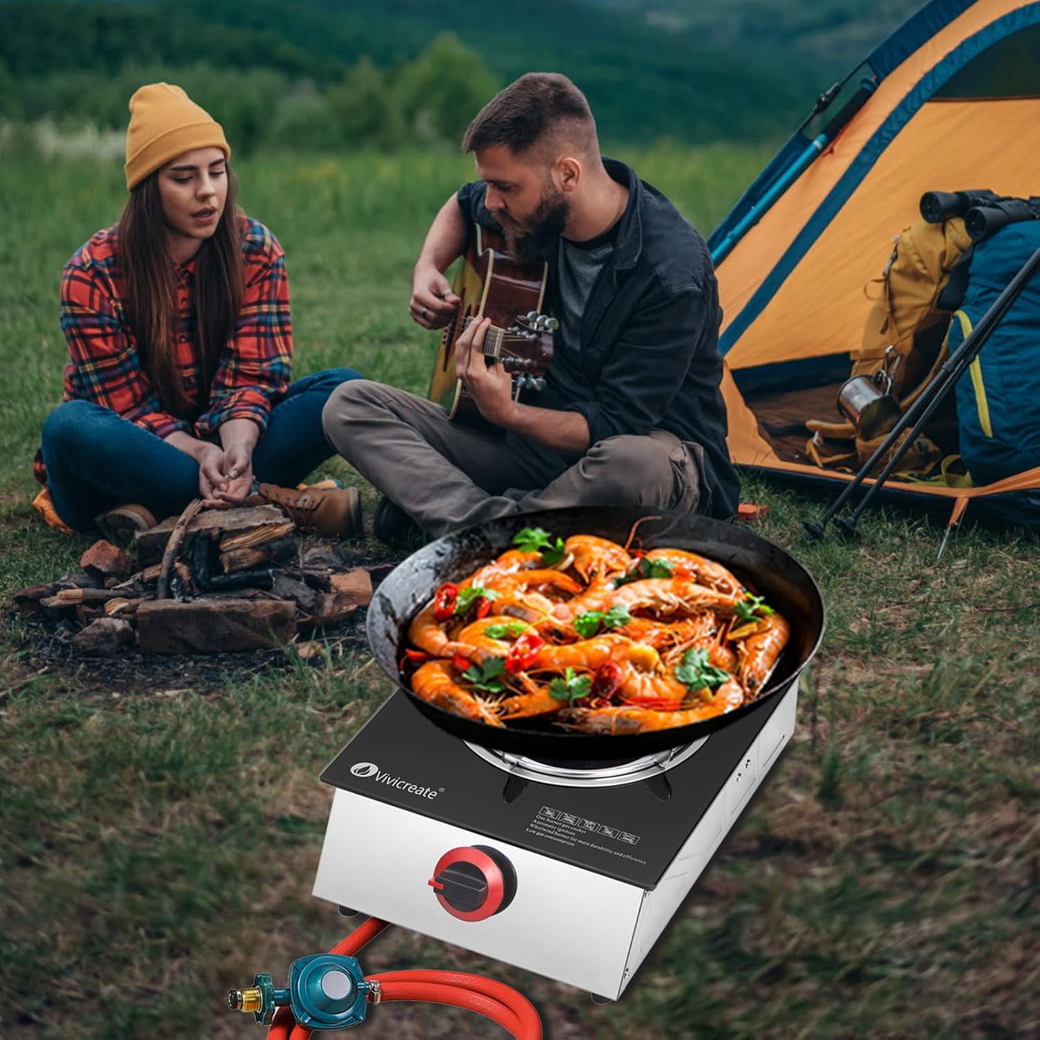 Vivicreate Glass Stove 15000 BTU auto ignition garden camping party propane grill stove cooker burner