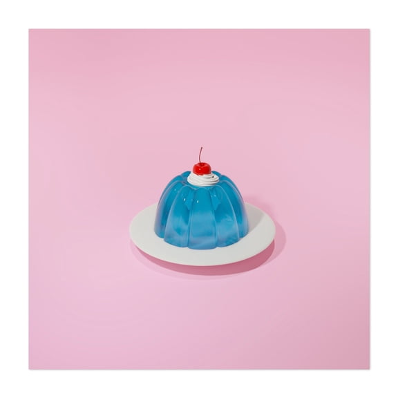 Blue Gelatin Dessert - Digital Art Dessert Pop Art Kitchen Decor Pastel Minimalist Modern Art Whimsical Unframed Wall Art Print 6 x 6 inches