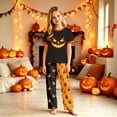 thumbnail image 2 of Matching Halloween Pajamas Set for Whole Family, Breathable Long Sleeve Halloween Family Pajamas with Flame Jack-o'-lantern Print, Fun Family Halloween Pajama Set Party, 2 of 7