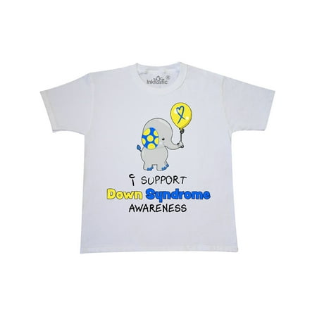 - I Support Down Syndrome Awareness Elephant with Balloon Youth T-Shirt