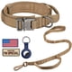 thumbnail image 1 of WAAYEE Collar Táctico para Perro, Collar Ajustable de Entrenamiento Militar de Nylon con Asa de Control y Hebilla de Metal Pesado para Perros Medianos y Grandes, con Parches y Estuche Airtags (M, Caq, 1 of 8